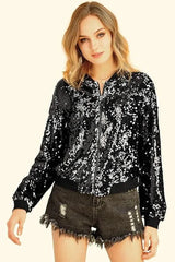 Sequin bomber jacket with color-shifting effect - View 20 | TEVQA