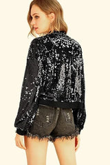 Sequin bomber jacket with color-shifting effect - View 24 | TEVQA