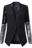 Black Blazer with Silver Sequin Sleeves | Ombré Sparkle Single-Button Jacket - TEVQA