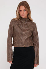 Faux leather moto jacket - View 6 | TEVQA