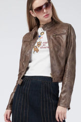 Faux leather moto jacket - View 10 | TEVQA