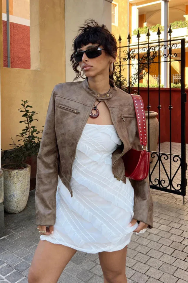Faux leather moto jacket - View 19 | TEVQA