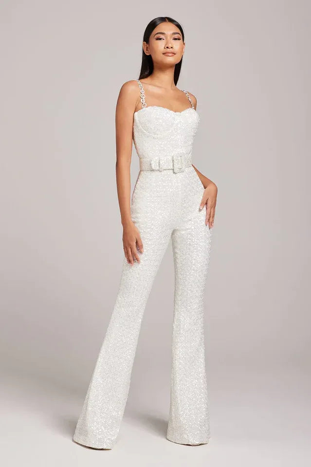 Lucinda Gold Sequin Jumpsuit - View 10 | TEVQA