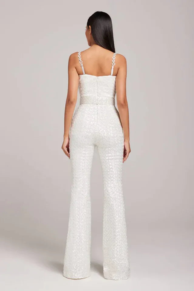 Lucinda Gold Sequin Jumpsuit - View 12 | TEVQA