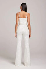 Lucinda Gold Sequin Jumpsuit - View 12 | TEVQA