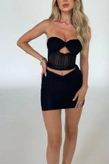 Textured knit mini skirt set - View 7 | TEVQA