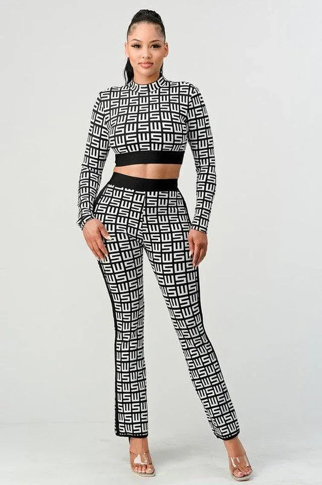 Monogram Knit Two Piece Set - View 6 | TEVQA