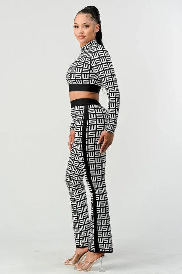 Monogram Knit Two Piece Set - View 8 | TEVQA
