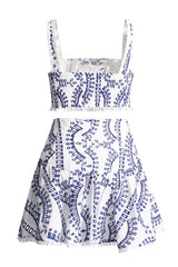 Eyelet lace crop top and flared skirt set - View 9 | TEVQA