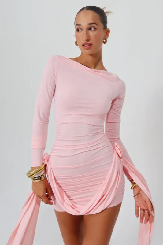 Amelia Blush Mini Dress - TEVQA
