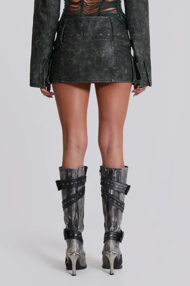 Faux Leather Wrap Mini Skirt - View 14 | TEVQA