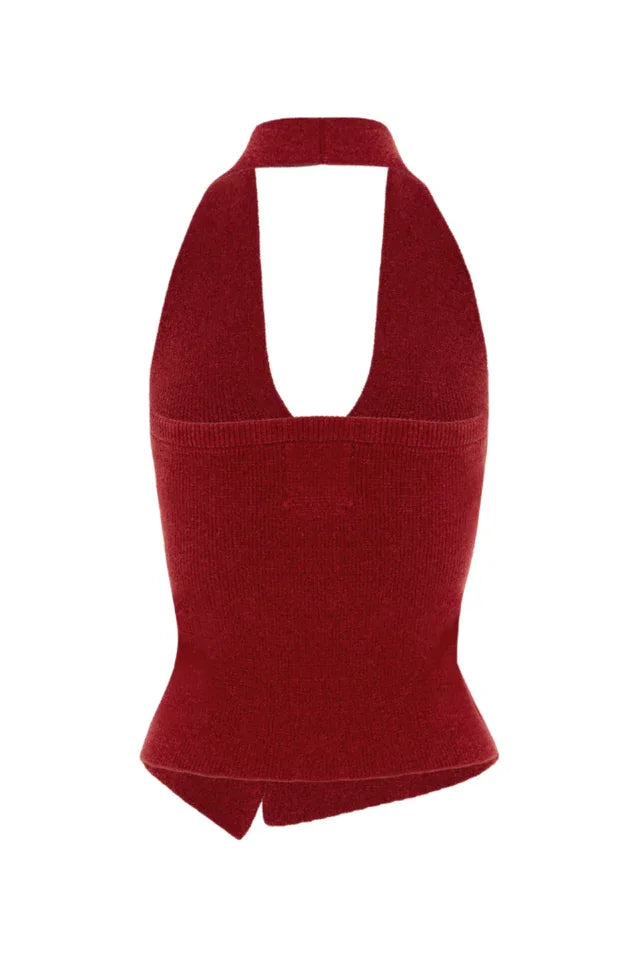 Sparkle Halter Top with Rose Detail - View 8 | TEVQA
