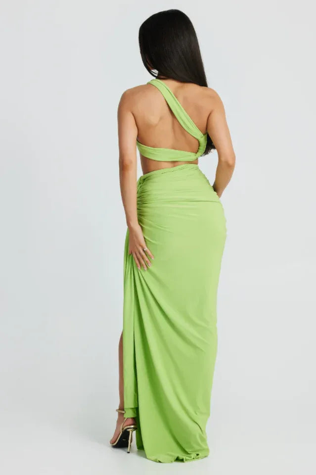 Viera Hollow Backless Split Dress Set - TEVQA