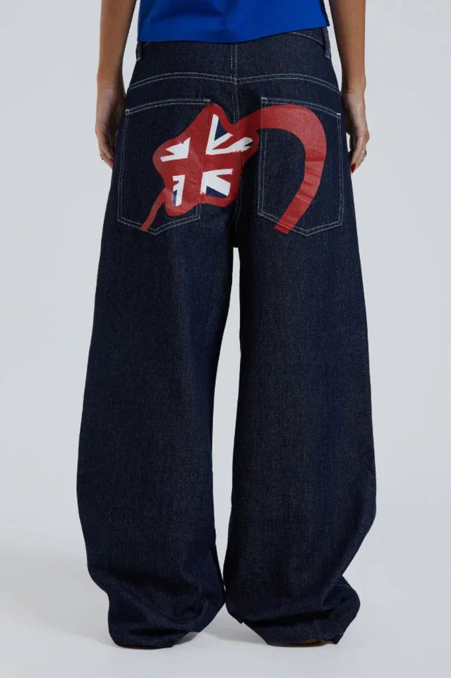 Baggy jeans with sandblast wash denim and embroidered details - View 6 | TEVQA