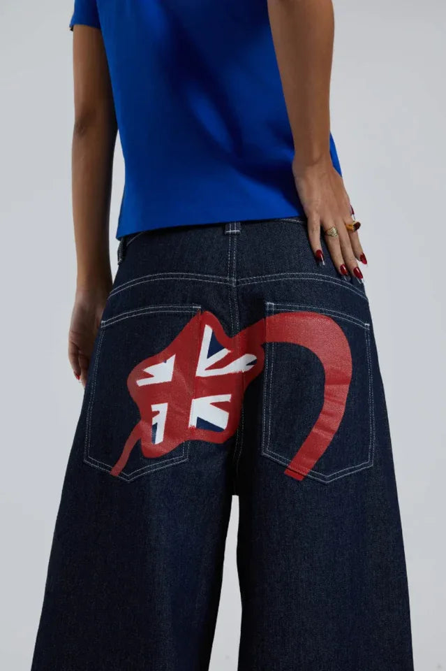 Baggy jeans with sandblast wash denim and embroidered details - View 8 | TEVQA