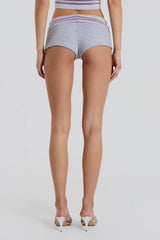 Grey sequin zip up hoodie and shorts set - View 8 | TEVQA