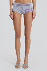 Grey sequin zip up hoodie and shorts set - View 7 | TEVQA