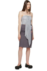 Gray ruched halter top with O-ring detail - View 6 | TEVQA