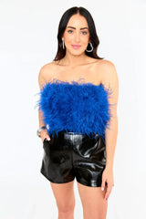 Strapless feather crop top - View 12 | TEVQA