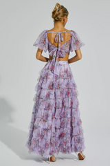 Braylee Purple Floral Ruched Set | Dress In Beauty