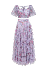 Braylee Purple Floral Ruched Set - View 18 | TEVQA