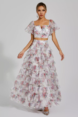 Braylee Purple Floral Ruched Set | Dress In Beauty