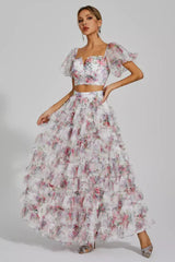 Braylee Purple Floral Ruched Set - View 6 | TEVQA