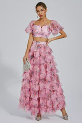 Braylee Purple Floral Ruched Set - View 11 | TEVQA