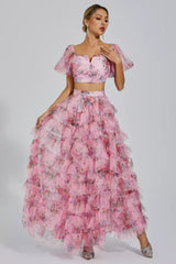 Braylee Purple Floral Ruched Set - View 14 | TEVQA