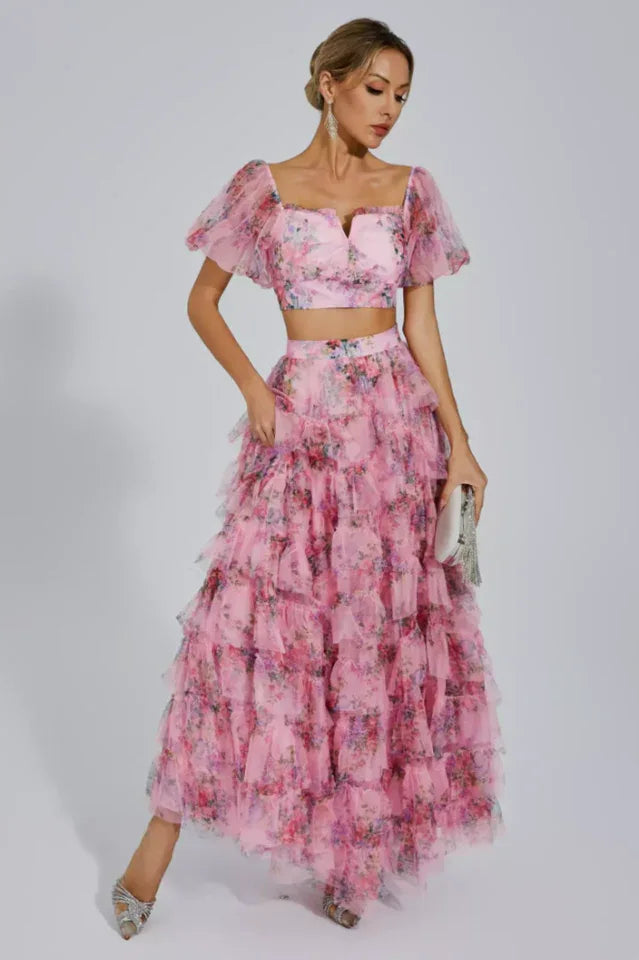 Braylee Purple Floral Ruched Set - View 13 | TEVQA