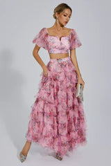 Braylee Purple Floral Ruched Set - View 13 | TEVQA
