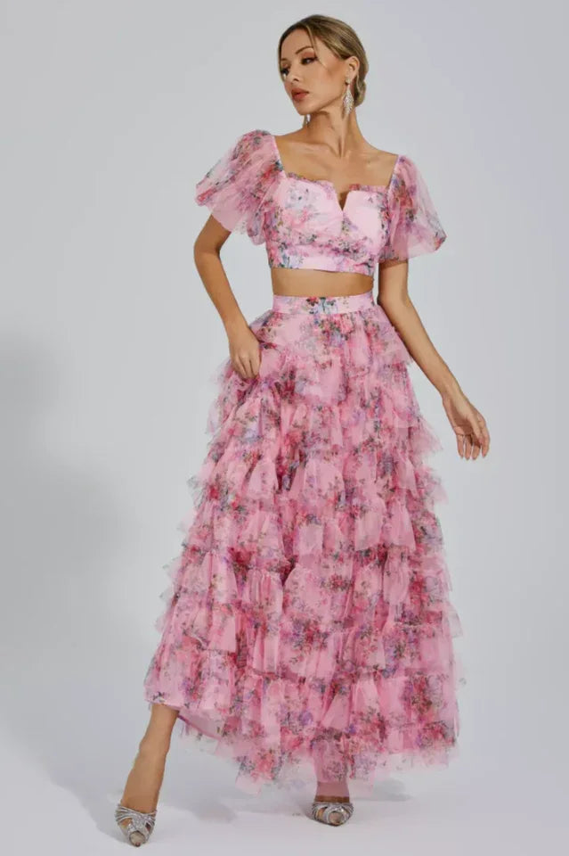 Braylee Purple Floral Ruched Set - View 12 | TEVQA