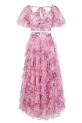 Braylee Purple Floral Ruched Set - View 16 | TEVQA