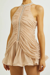 Draped Crystal Stone Detail Design Dress | Dress In Beauty
