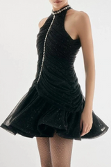 Draped Crystal Stone Detail Design Dress | Dress In Beauty