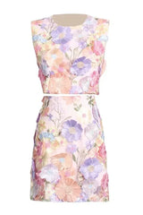 Floral applique crop top and mini skirt set - View 12 | TEVQA