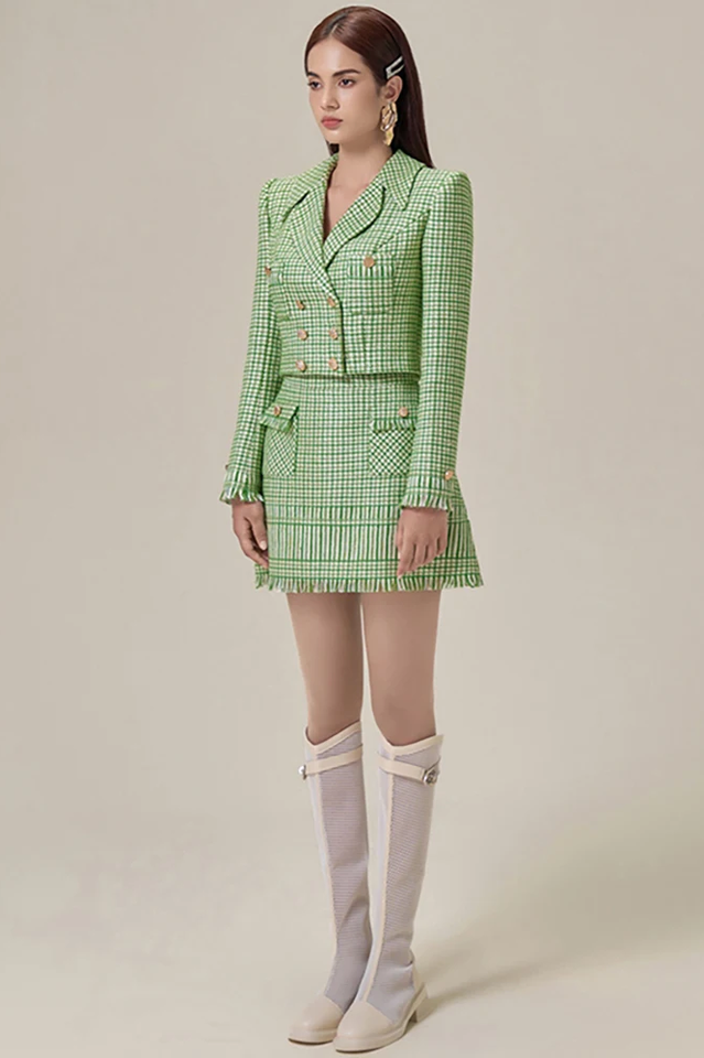 Textured Double Breasted Blazer & Skirt Set | Dress In Beauty