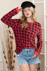 Women’s Pink Leopard Print Long Sleeve Pullover Top - TEVQA
