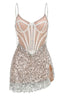 Sequin mini dress with sweetheart neckline and asymmetrical hem - View 8 | TEVQA