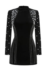 Long sleeve beaded mini dress - View 7 | TEVQA