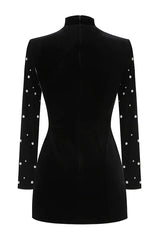Long sleeve beaded mini dress - View 8 | TEVQA