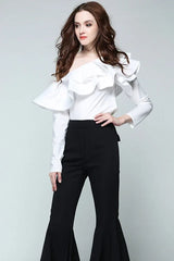 One shoulder ruffled striped shirt - View 9 | TEVQA