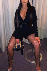Fish Net Slit Rhinestone Pants | Dress In Beauty