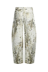 Wide leg printed denim jeans with bow detail - View 7 | TEVQA