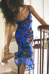 Julie Floral Velvet Burnout Backless Midi Dress | Dress In Beauty