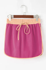 Forest green contrast trim pullover and skort set - View 9 | TEVQA