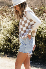 Checkered Sherpa Collared Jacket Vest | Dress In Beauty