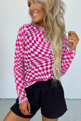 Black and white wavy checkered mesh top - View 10 | TEVQA