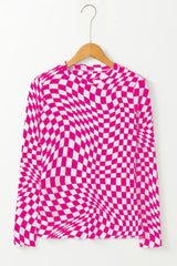 Black and white wavy checkered mesh top - View 12 | TEVQA