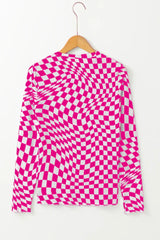 Black and white wavy checkered mesh top - View 13 | TEVQA
